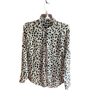 Express Portofino Slim sheer  animal print blouse Sz S